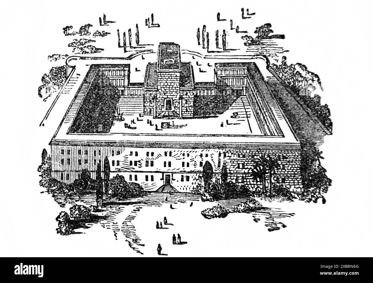 Presunta forma del secondo Tempio (Tempio di Erode) dall'Antico XIX secolo la Bibbia pratica e devozionale della famiglia con i commentari di Henr Foto Stock