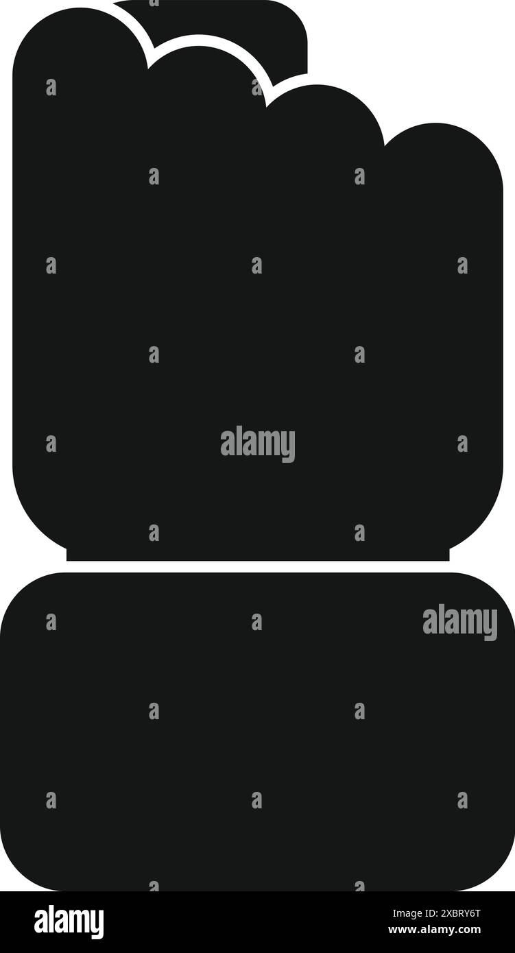 Icona della silhouette in bianco e nero di una mano che mostra un gesto con le dita ripiegate in alto Illustrazione Vettoriale