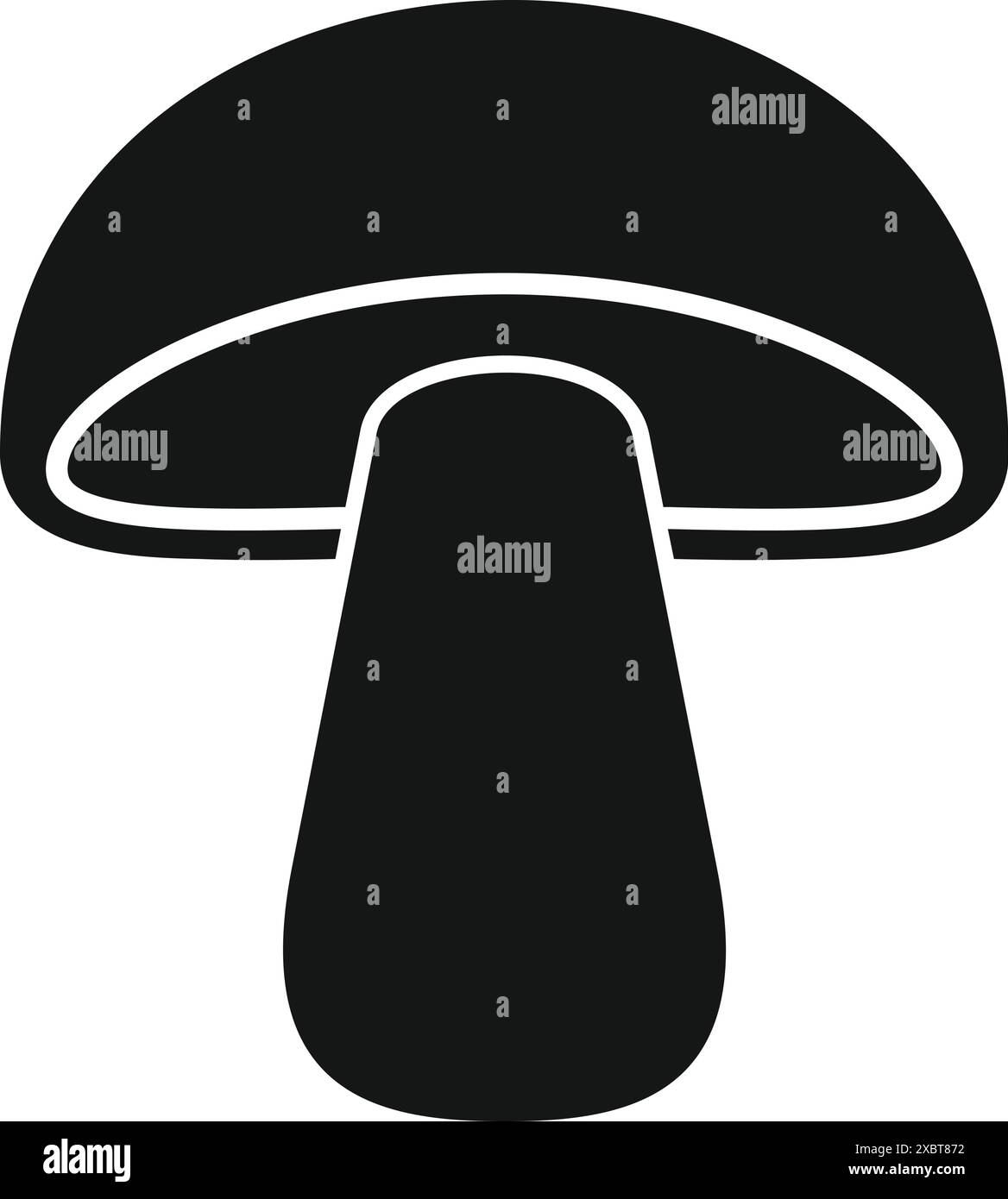 Semplice icona nera di funghi di foresta che crescono con un cappello largo Illustrazione Vettoriale