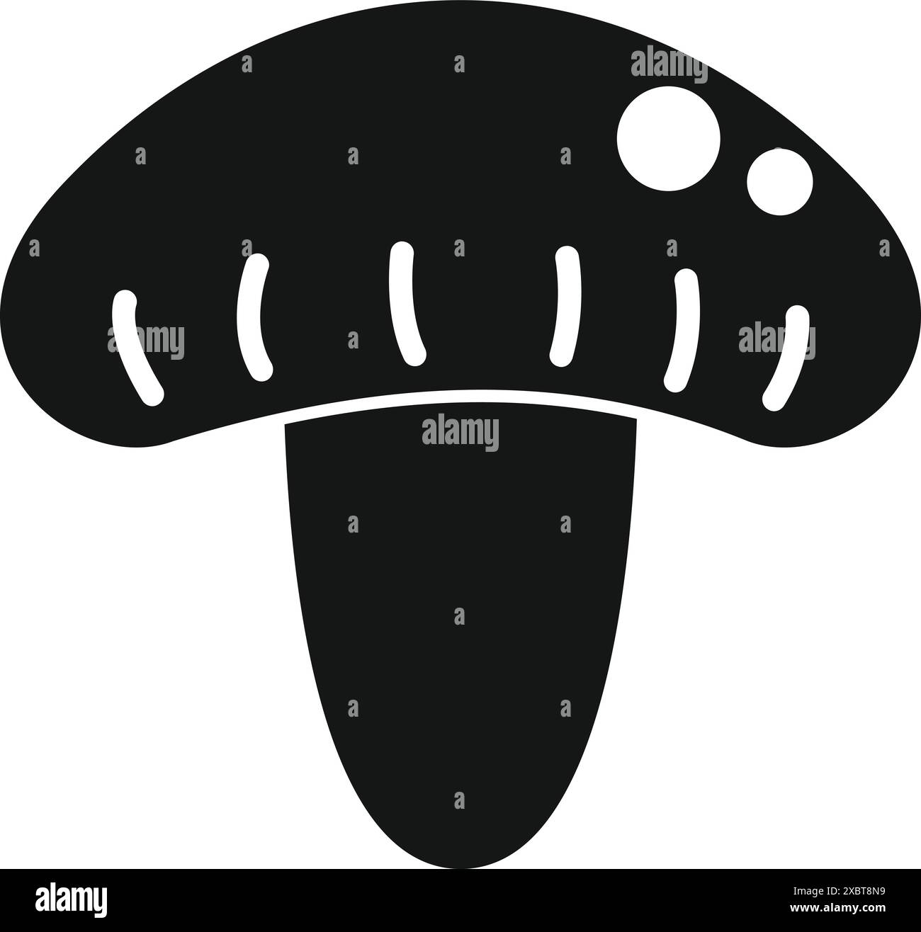 Silhouette nera di un grande fungo forestale che cresce con macchie sul suo cappuccio Illustrazione Vettoriale
