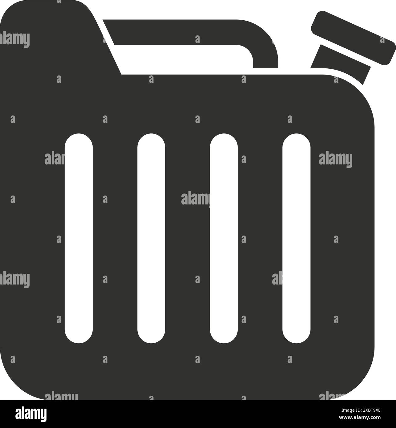 Semplice icona jerrycan in bianco e nero che rappresenta un contenitore per il trasporto di carburante o altri liquidi Illustrazione Vettoriale