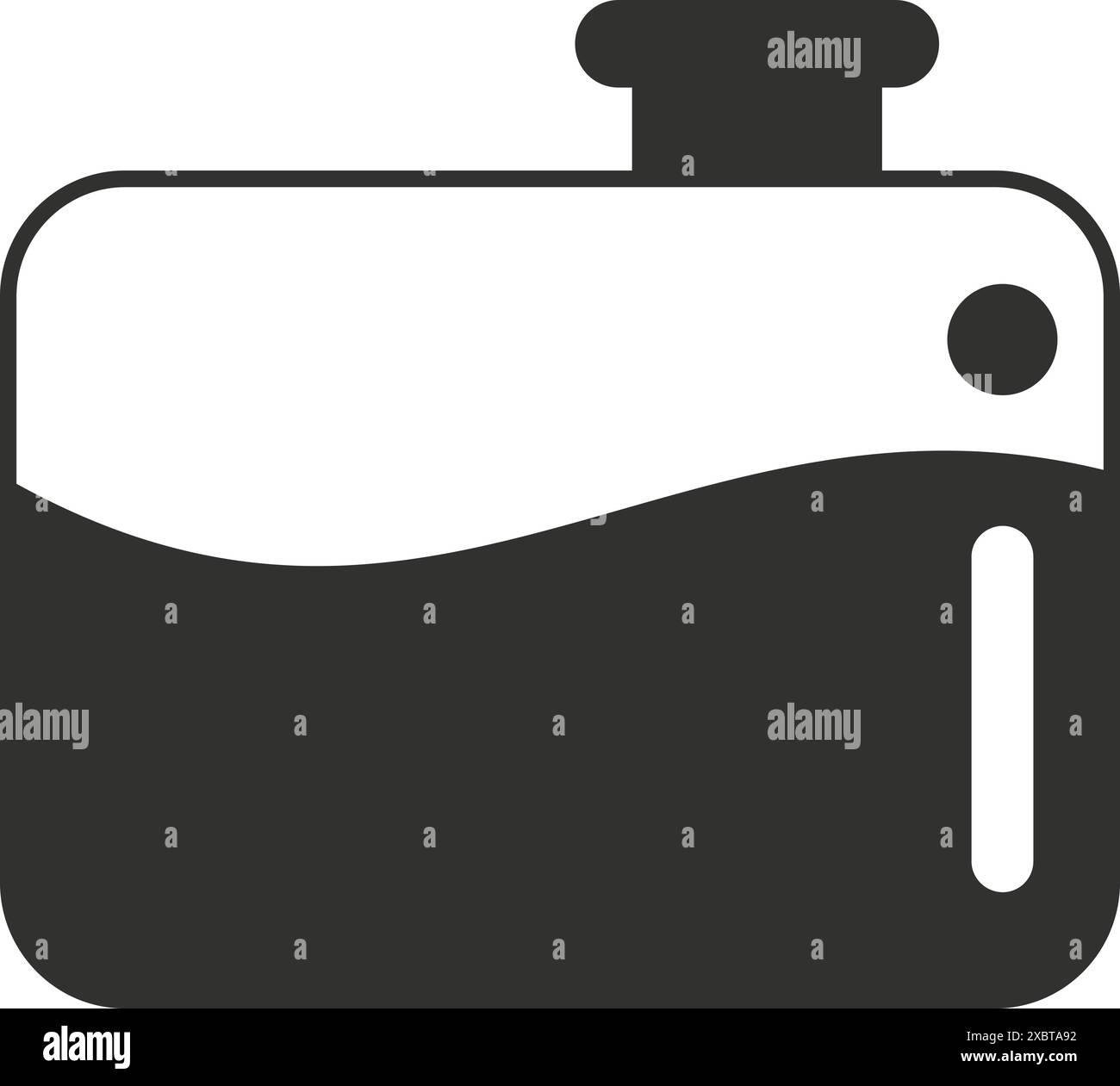 Semplice icona dell'indicatore di livello del carburante di un'auto, che utilizza il nero e il bianco per rappresentare il livello del carburante Illustrazione Vettoriale