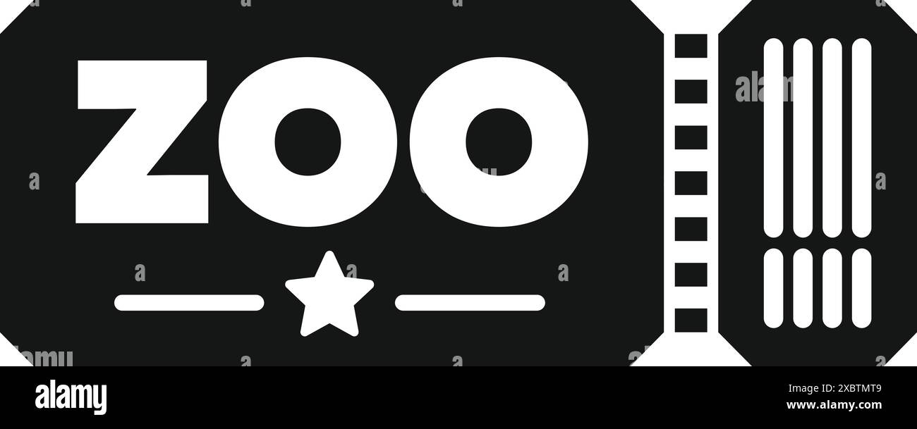 Semplice icona che rappresenta un biglietto per lo zoo che consente a una persona di visitare lo zoo Illustrazione Vettoriale