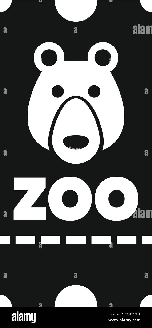 Semplice icona di un biglietto per lo zoo con una faccia di orso, ideale per rappresentare le visite allo zoo e le attrazioni degli animali Illustrazione Vettoriale