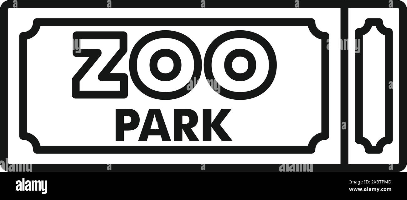 Disegno in fila di un pass per lo zoo che garantisce l'accesso ai visitatori Illustrazione Vettoriale