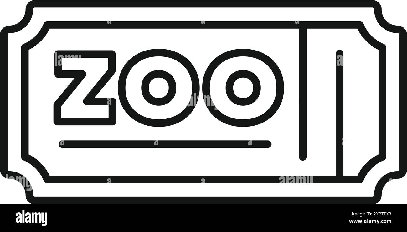 Semplice icona della line art di un biglietto per entrare in uno zoo per vedere gli animali selvatici Illustrazione Vettoriale