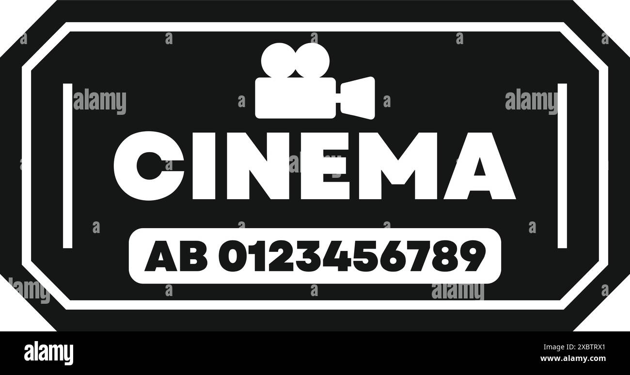Semplice icona che rappresenta un biglietto per il cinema e ti invita a goderti un film al teatro Illustrazione Vettoriale