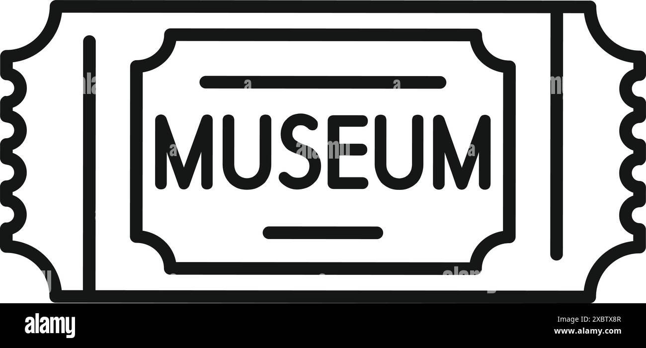 Semplice icona artistica di linea di un biglietto per il museo, perfetta per rappresentare le escursioni culturali e le mostre d'arte Illustrazione Vettoriale