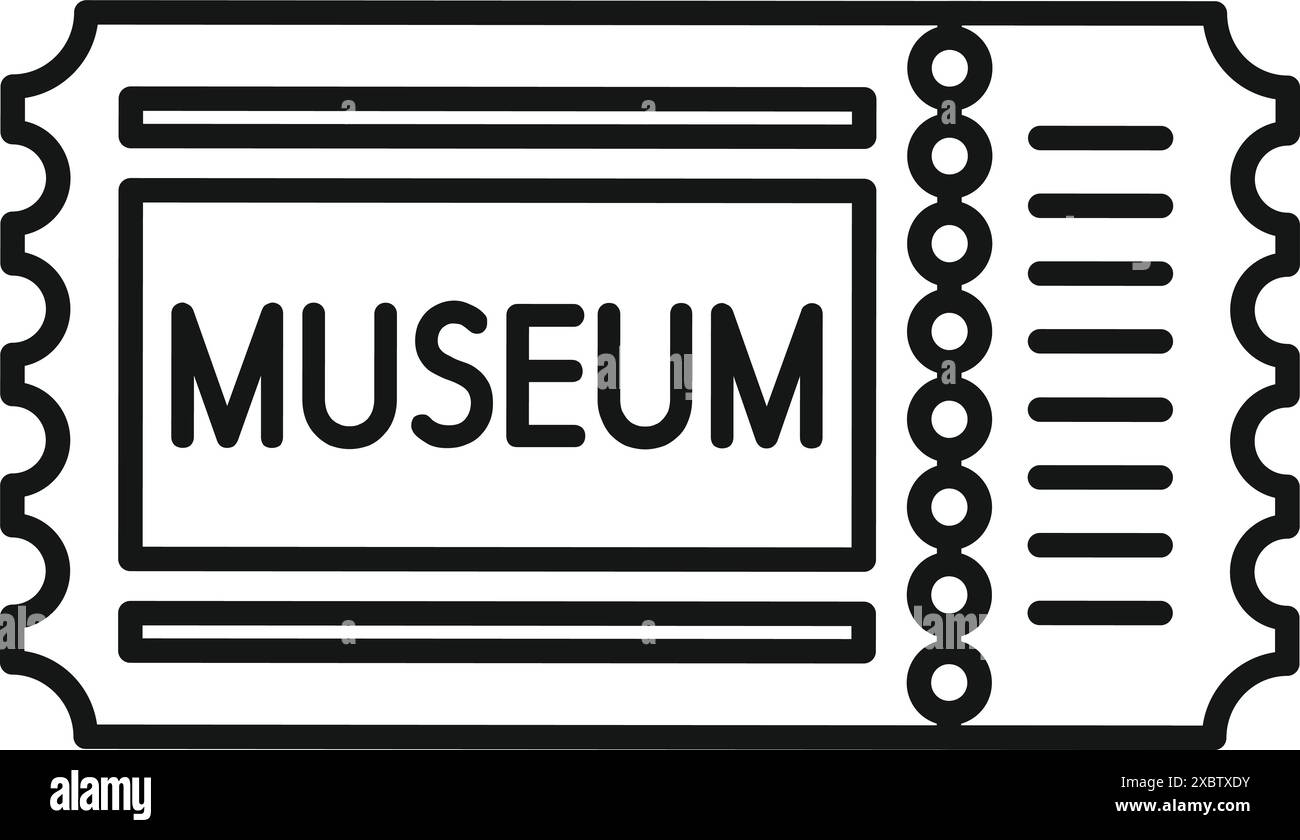 Semplice biglietto che consente l'accesso a un museo per una mostra Illustrazione Vettoriale