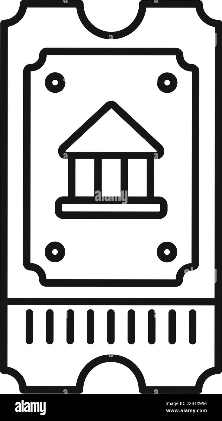 Semplice biglietto che consente l'accesso a un museo o a un'attrazione culturale, perfetto per i viaggi e le industrie turistiche Illustrazione Vettoriale