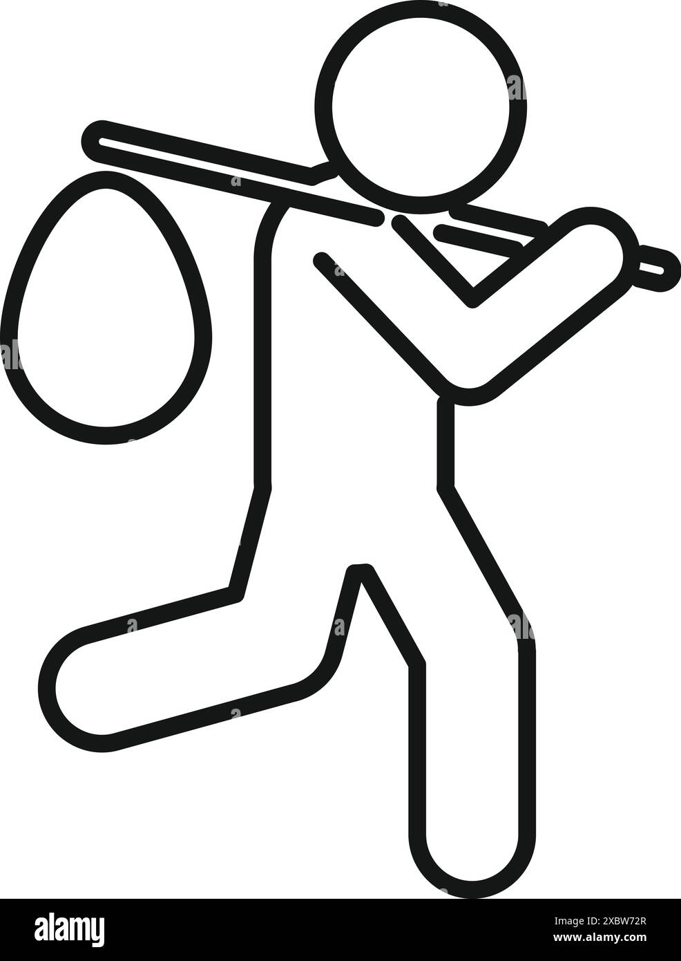 Senzatetto che cammina con l'icona del bastone Illustrazione Vettoriale