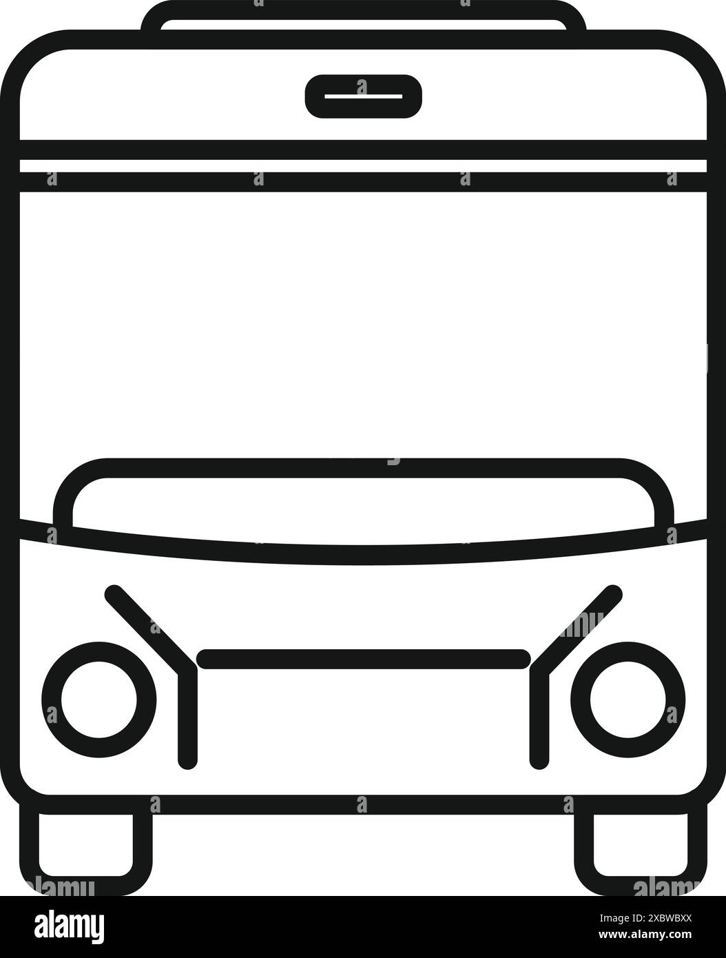Semplice icona a forma di linea bianca e nera di un autobus elettrico che guida sulla strada della città Illustrazione Vettoriale