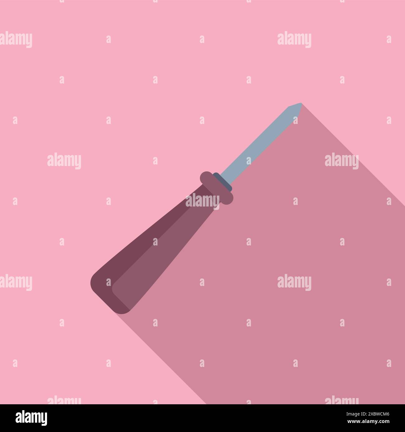 Illustrazione minimalista con un punteruolo su sfondo rosa, perfetta per progetti fai da te e artigianali Illustrazione Vettoriale