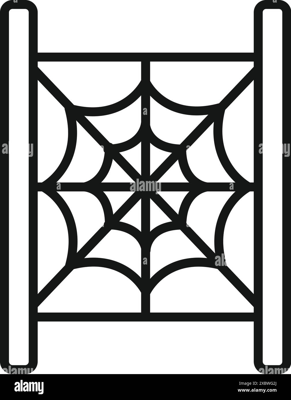 Semplice e audace icona di una ragnatela che copre una cornice in legno, perfetta per i progetti di halloween Illustrazione Vettoriale