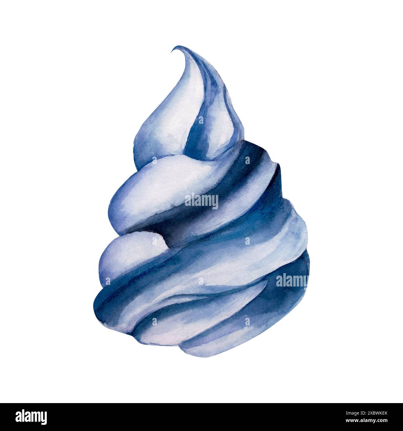 Gelato morbido ai mirtilli. Pittura a mano con frutta rossa, acquerello rosa, illustrazione isolata sullo sfondo. Per designer, menu, negozio, decorazione, ristorante Foto Stock