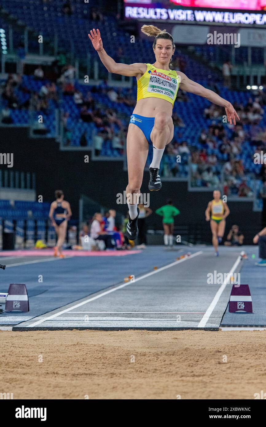 Alina Rotaru-Kottmann (Romania) durante la finale di salto lungo femminile dei Campionati europei di atletica leggera Roma 2024, Roma, Lazio, Italia Foto Stock