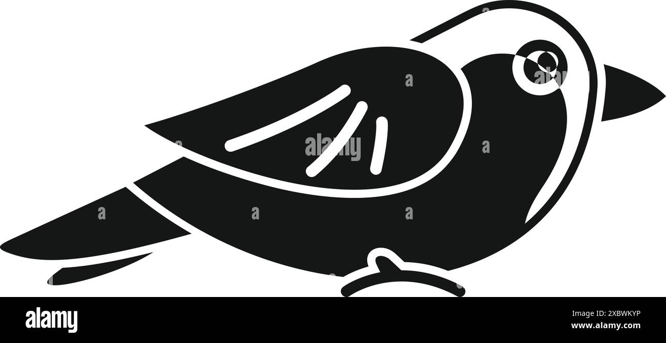 Seduto per uccello nero in stile semplice con un'icona con le ali aperte per un design a rete isolato su sfondo bianco Illustrazione Vettoriale Seduto per uccello nero in stile semplice con un'icona con le ali aperte per un design a rete isolato su sfondo bianco Illustrazione Vettoriale