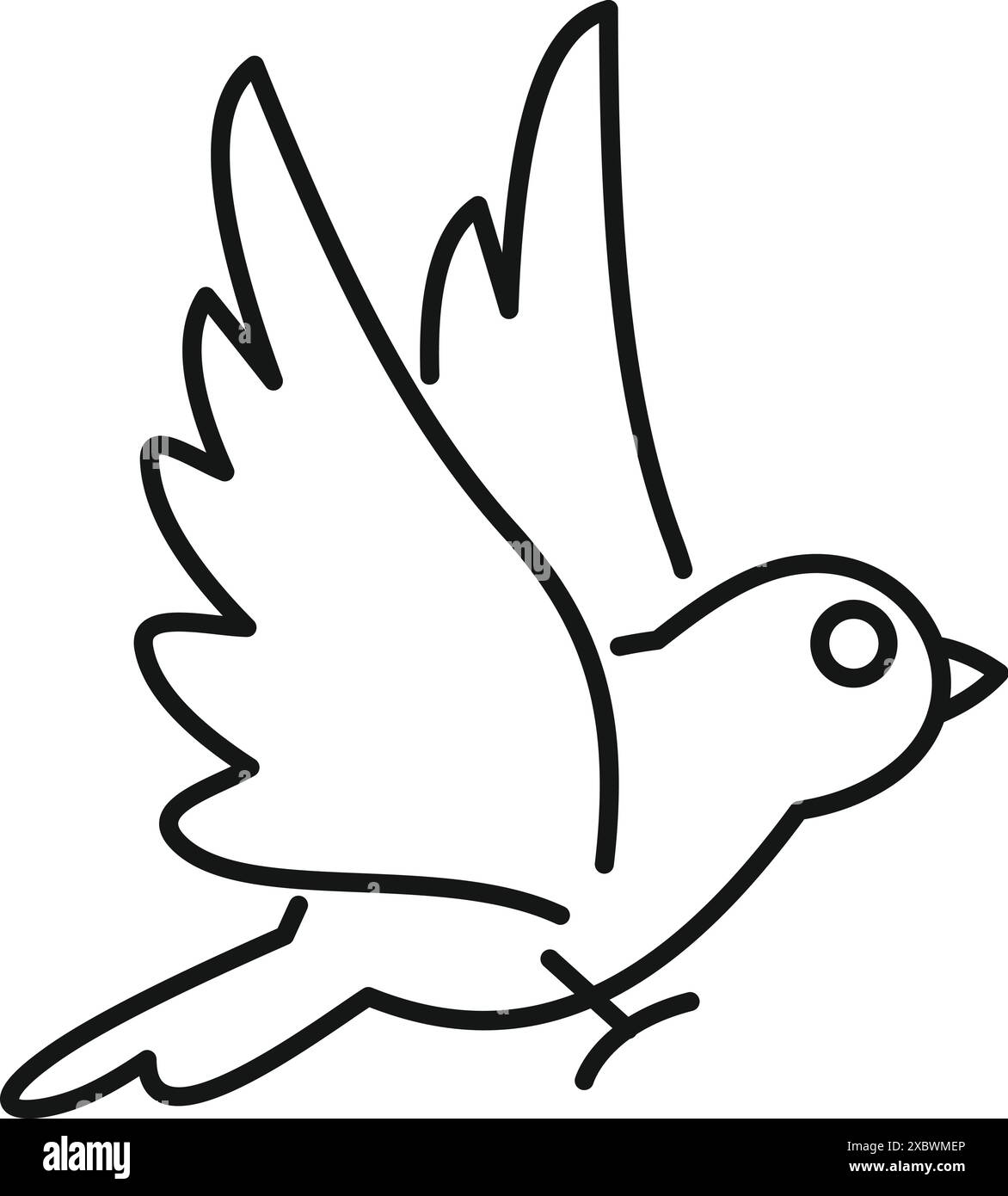 Uccello che sbatte le ali a metà volo illustrazione artistica Illustrazione Vettoriale