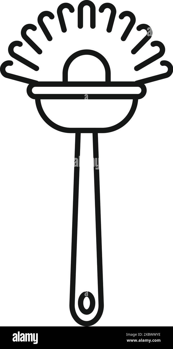 Disegnare un disegno di una spazzola per piatti per pulire i piatti e mantenere la cucina frizzante Illustrazione Vettoriale