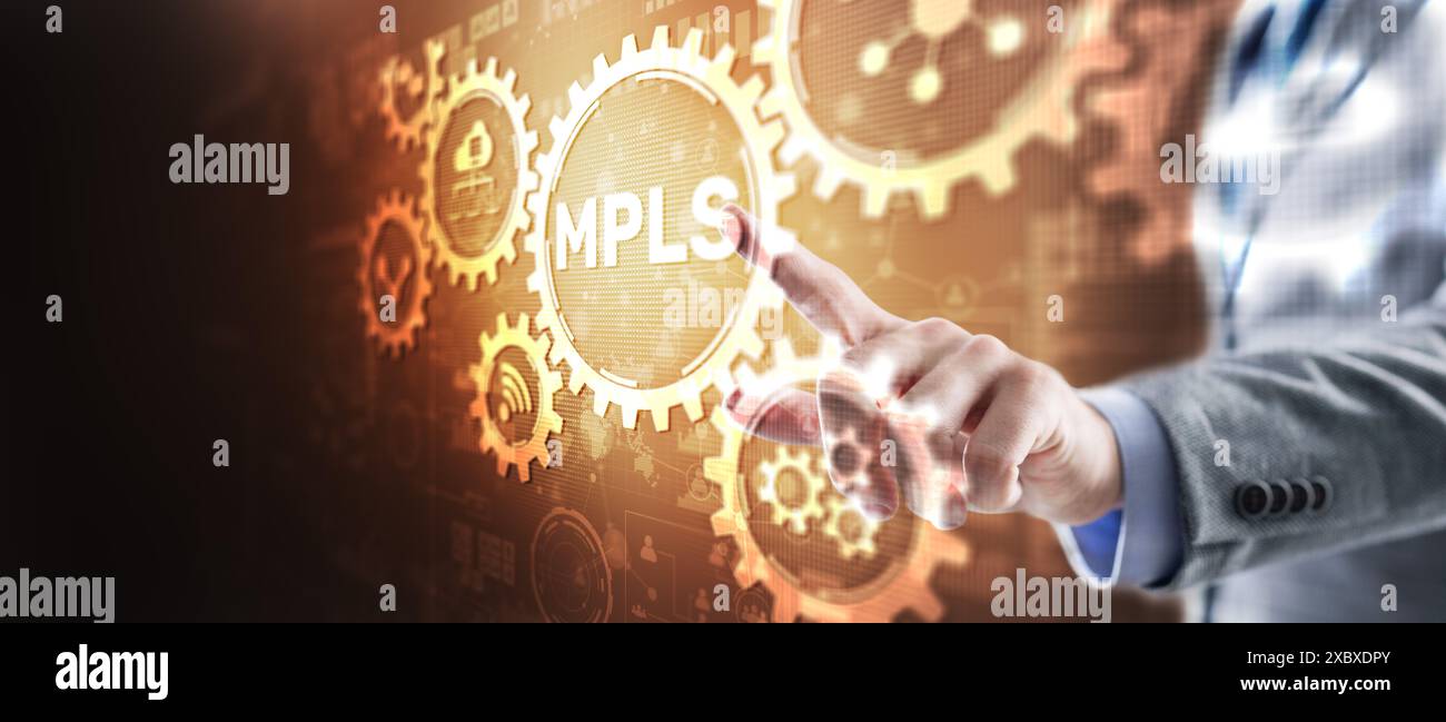 MPLS. Commutazione etichette multiprotocollo. Concetto di reti di telecomunicazione. Foto Stock