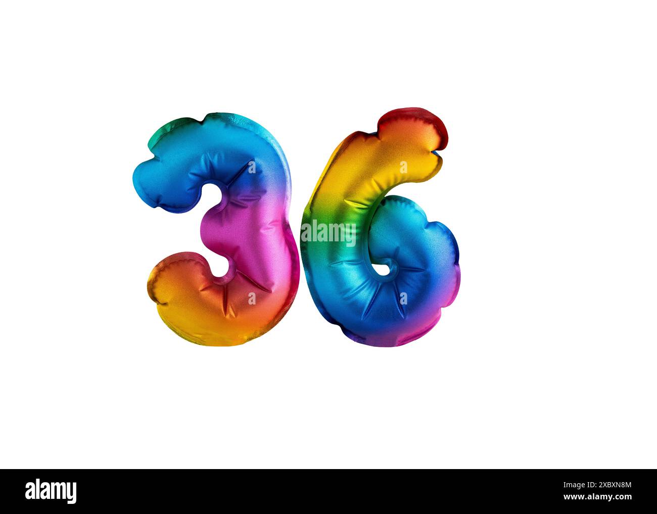 Mongolfiera multicolore numero 36 anniversario. Buon compleanno congratulazioni Foto Stock