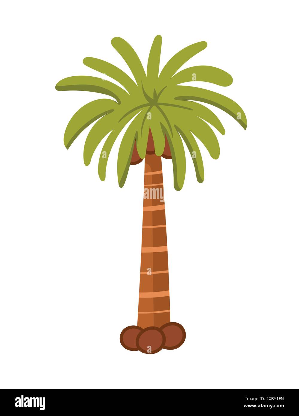 Palma verde tropicale con foglie semplice disegno del cartone animato illustrazione vettoriale isolata su sfondo bianco Illustrazione Vettoriale