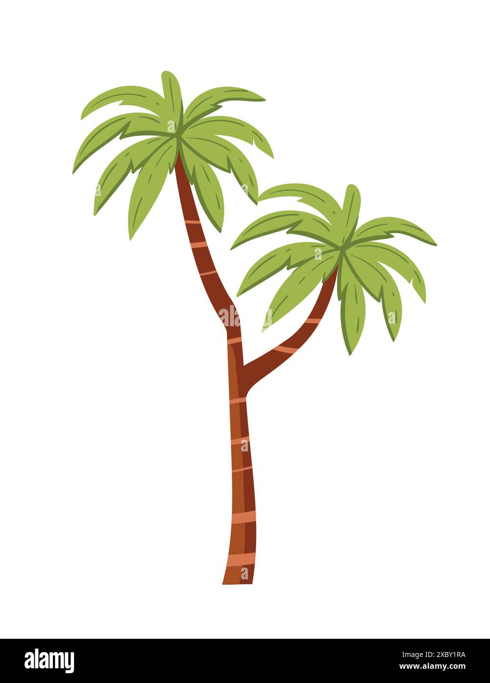 Palma verde tropicale con foglie semplice disegno del cartone animato illustrazione vettoriale isolata su sfondo bianco Illustrazione Vettoriale