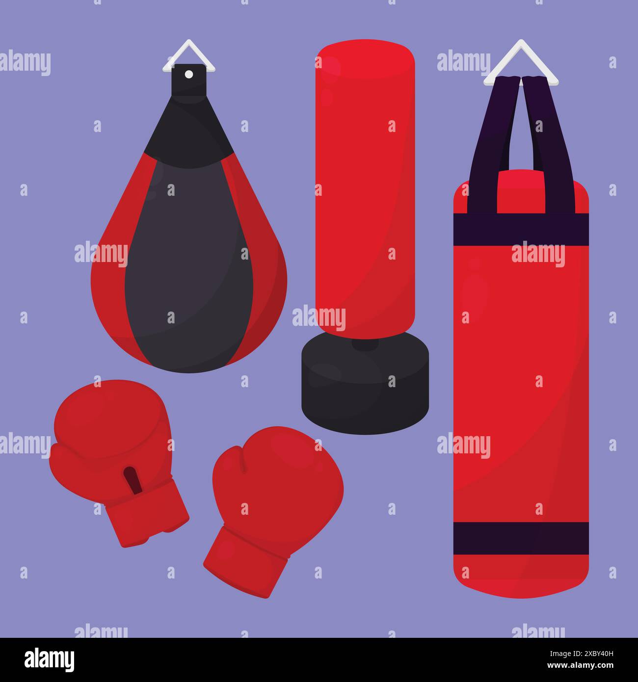 Icona degli elementi di boxe icona vettoriale. Sacchetti per punzonatura Vector guanti per punzonatura Vector. Vettore di addestramento per le attrezzature di boxe Illustrazione Vettoriale