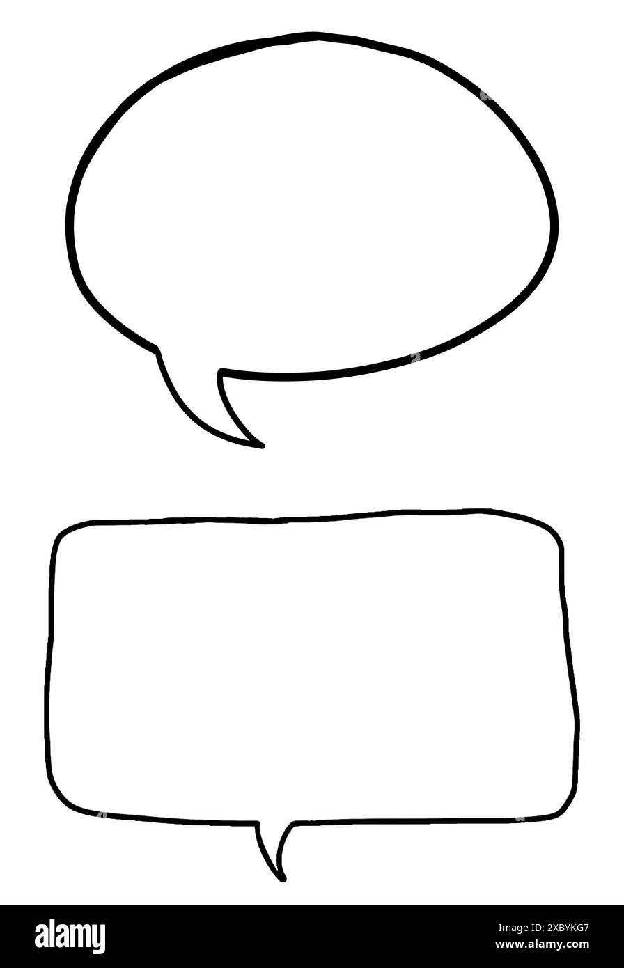 Due diverse bolle di comunicazione isolate su bianco, illustrazione Foto Stock