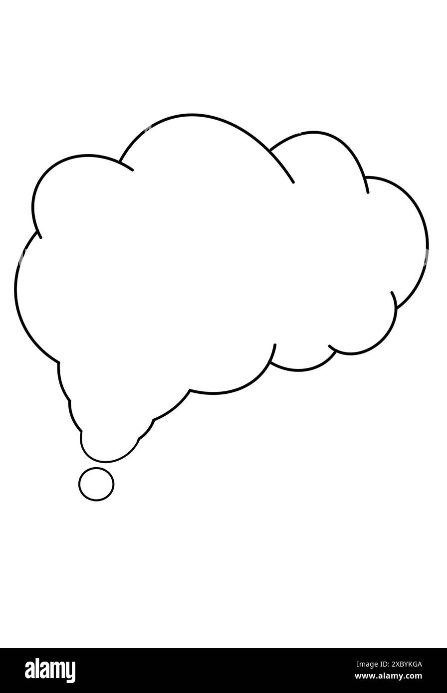 Bolla di pensiero isolata su bianco, illustrazione di nuvola Foto Stock
