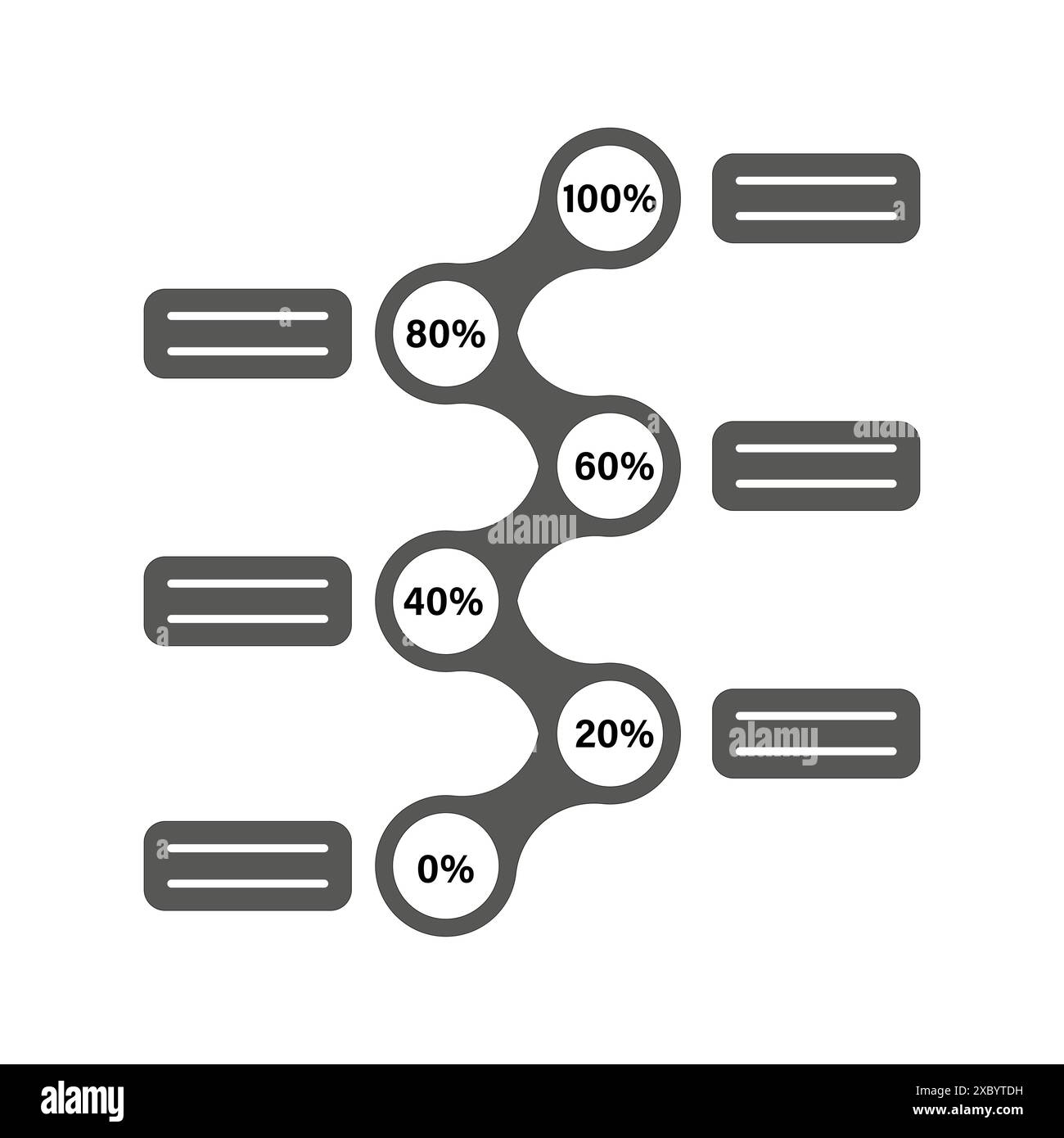 Icona grafico percentuale. Cerchi connessi. Grigio e bianco. Illustrazione vettoriale. Illustrazione Vettoriale