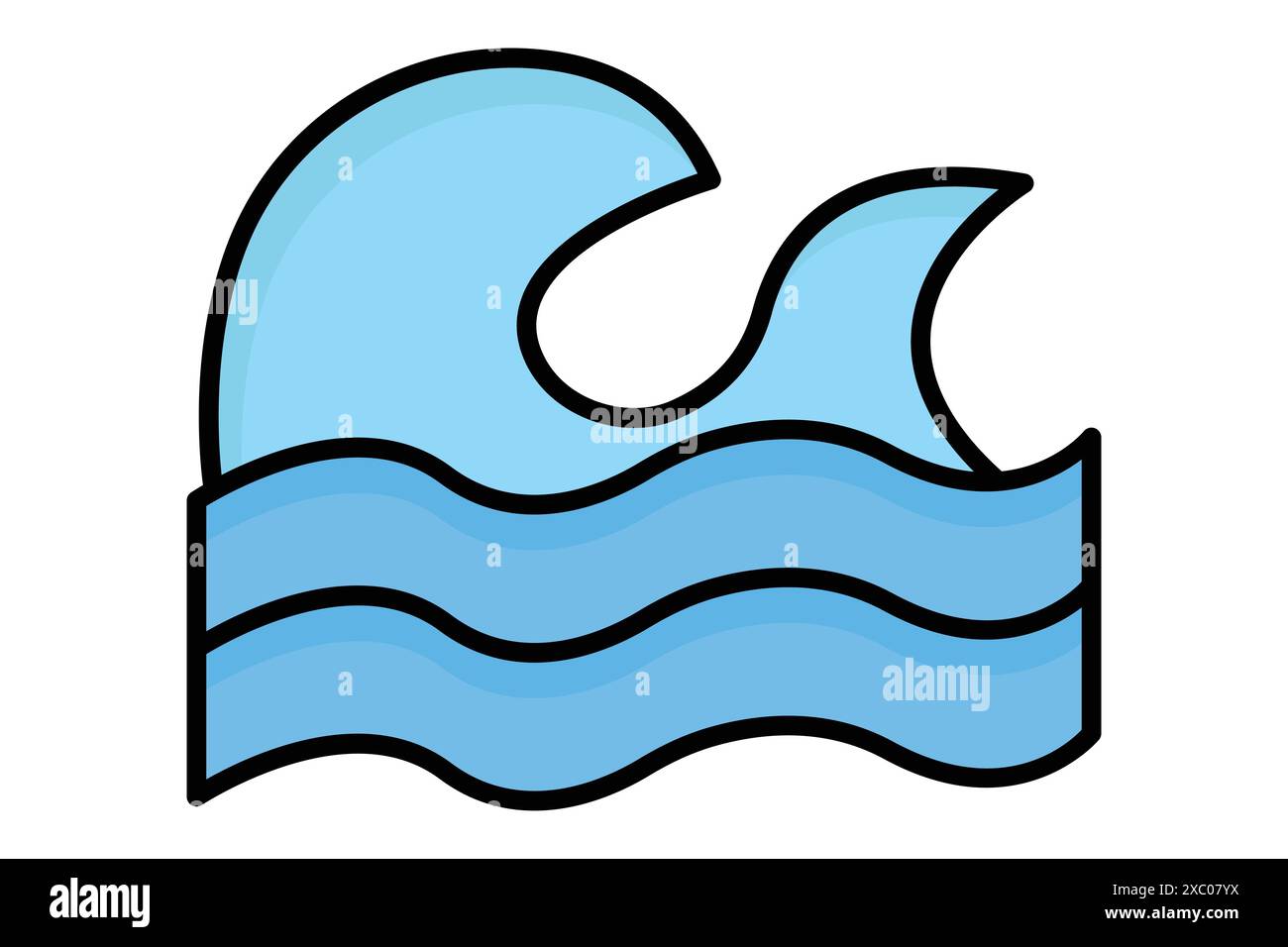 Icona onda. icona relativa al mare. stile icona contorno colorato. illustrazione vettoriale elementi acqua Illustrazione Vettoriale