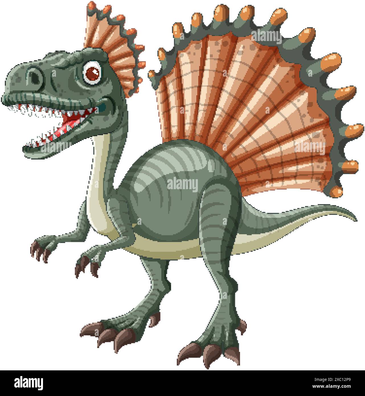 Dinosauro sorridente con grande vela a punta Illustrazione Vettoriale