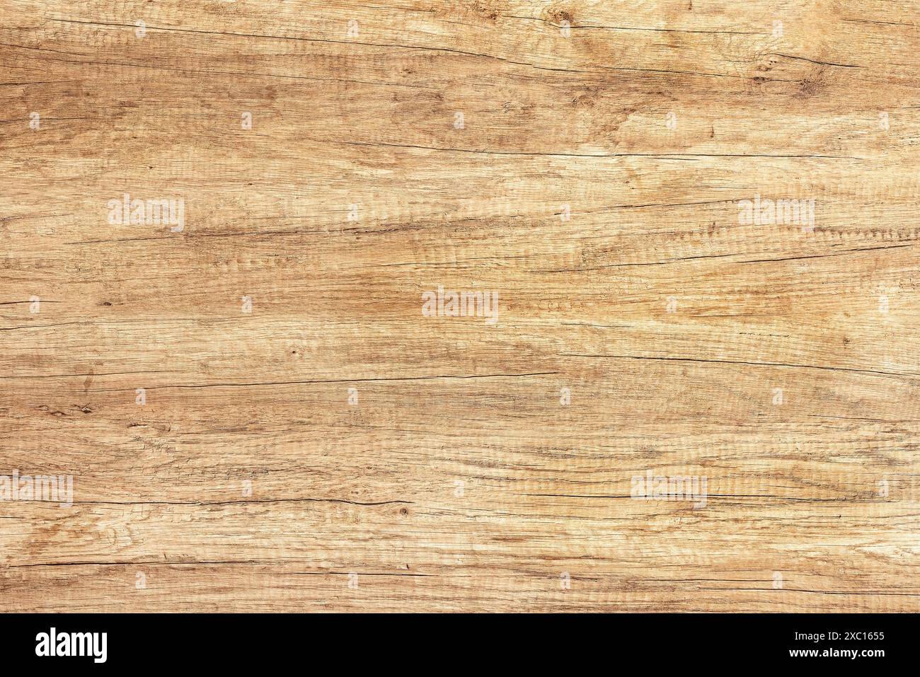 Un bel motivo di quercia invecchiata leggera sotto forma di una superficie di legno ruvida con linee orizzontali a grana. Foto Stock