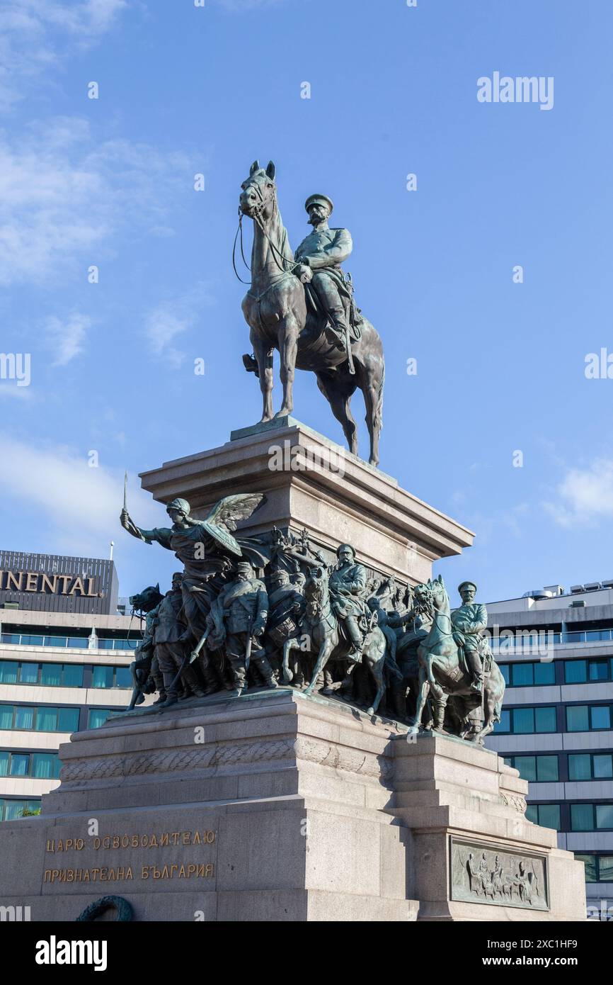 Il Monumento allo Zar Liberatore, eretto per onorare l'imperatore russo Alessandro II che vinse la guerra russo-turca e liberò fu scolpito Foto Stock