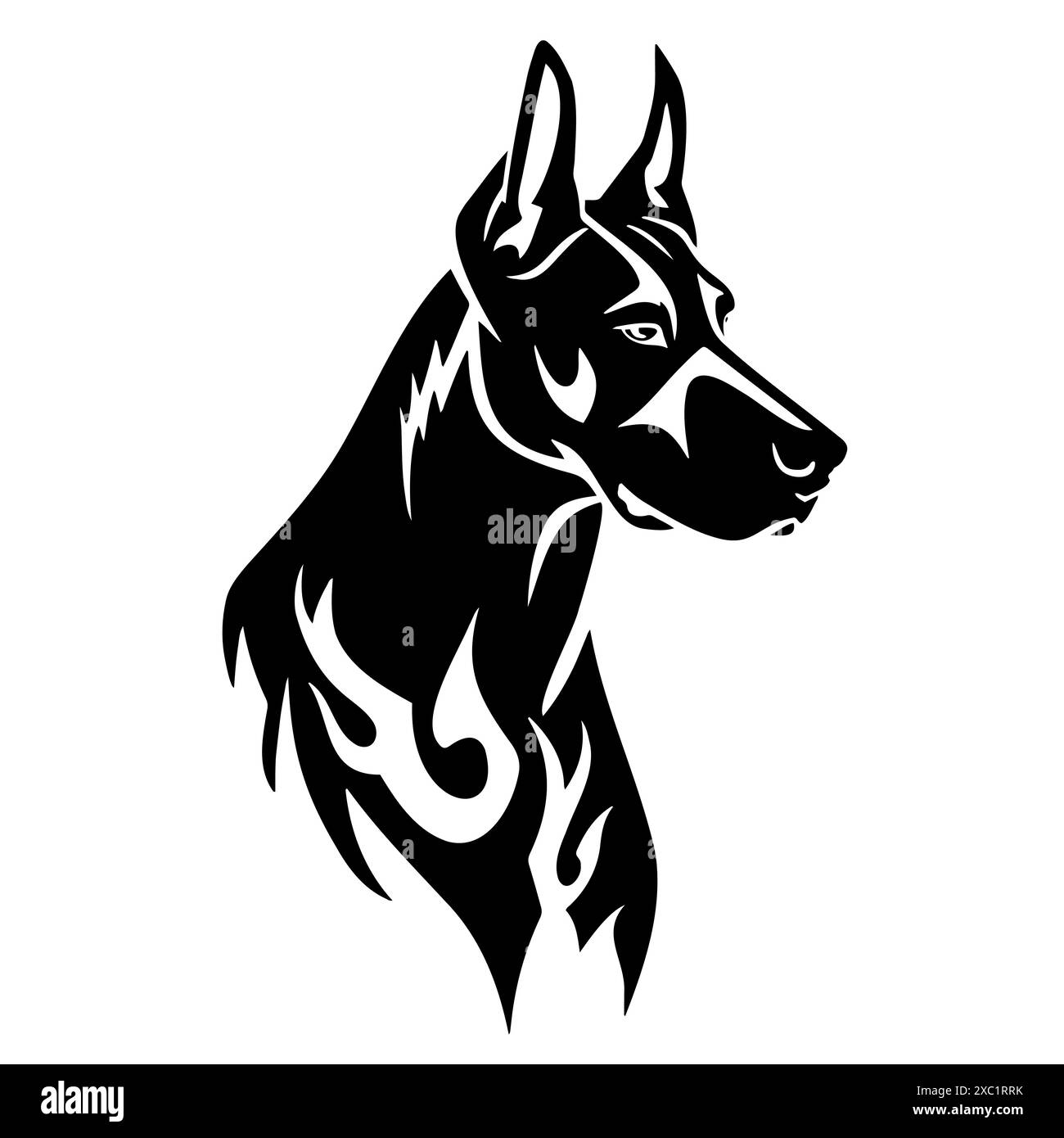 Disegno cane bianco e nero su sfondo bianco Illustrazione Vettoriale