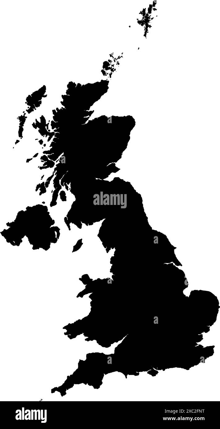 Illustrazione vettoriale della silhouette della mappa del Regno Unito Illustrazione Vettoriale