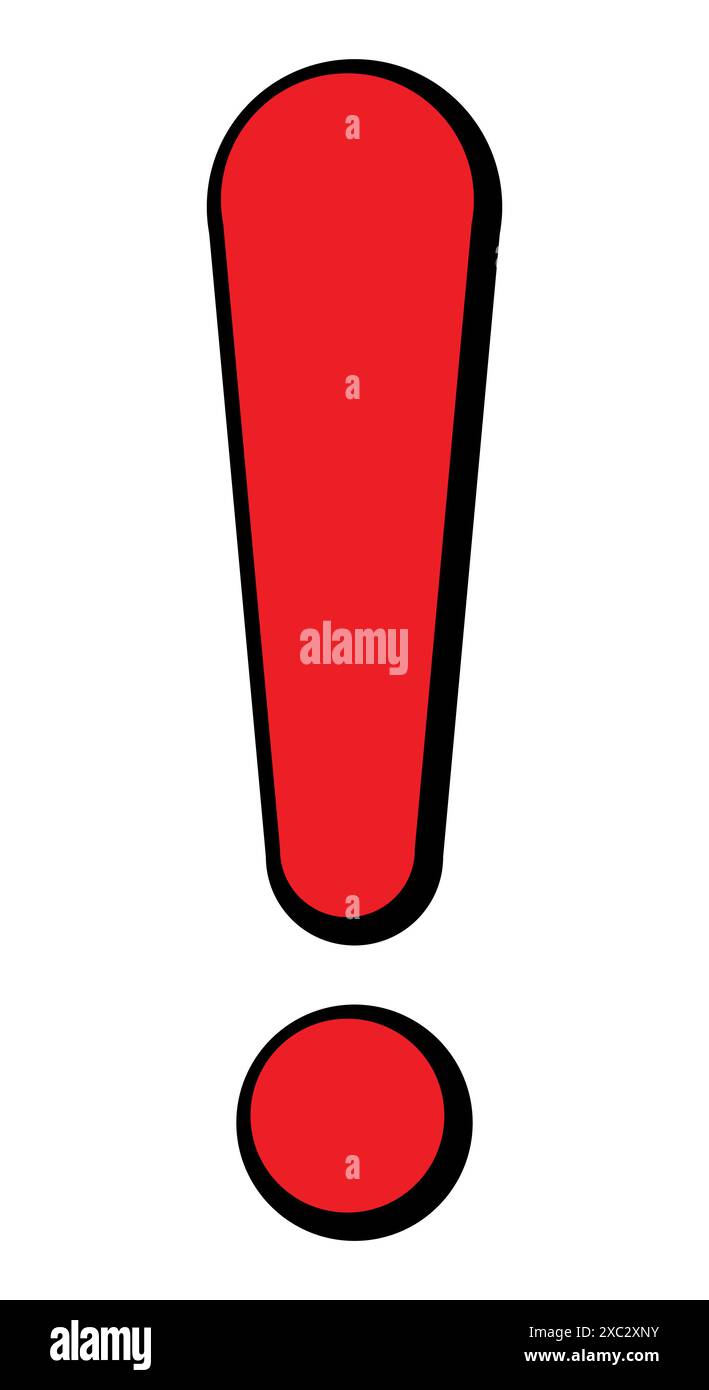 punto esclamativo, vettore rosso semplice illustrazione del simbolo del punto esclamativo, isolato su bianco Illustrazione Vettoriale