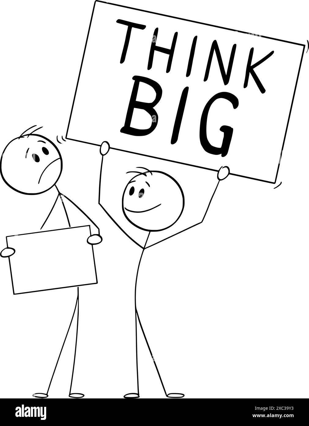 Persone che hanno un cartello grande, una figura vettoriale a bastone o un'illustrazione del personaggio. Illustrazione Vettoriale