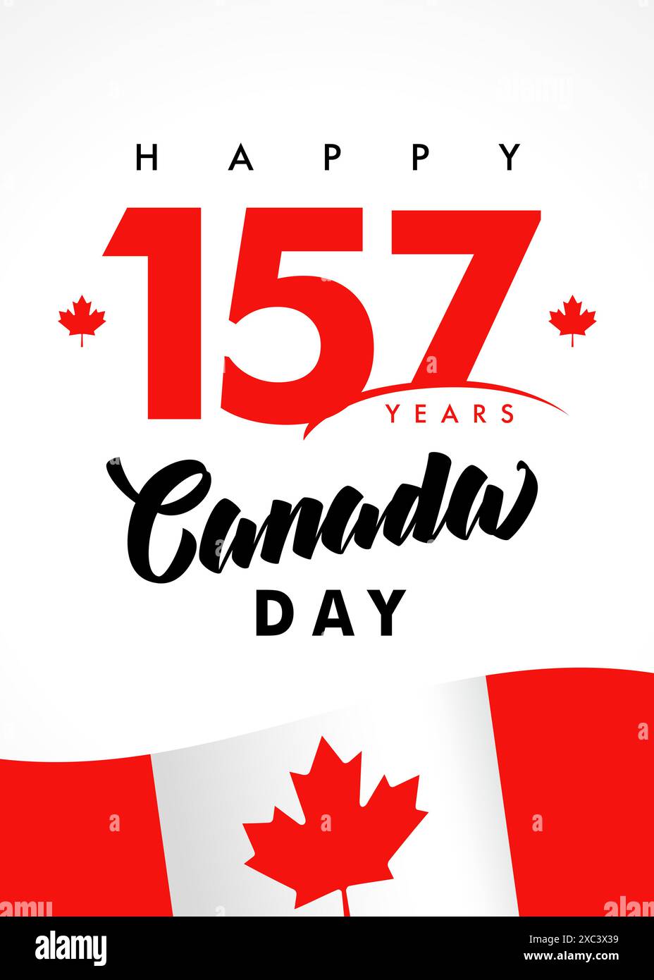 157 anni Happy Canada Day. Canada National Day Festival, design di striscioni vettoriali Illustrazione Vettoriale