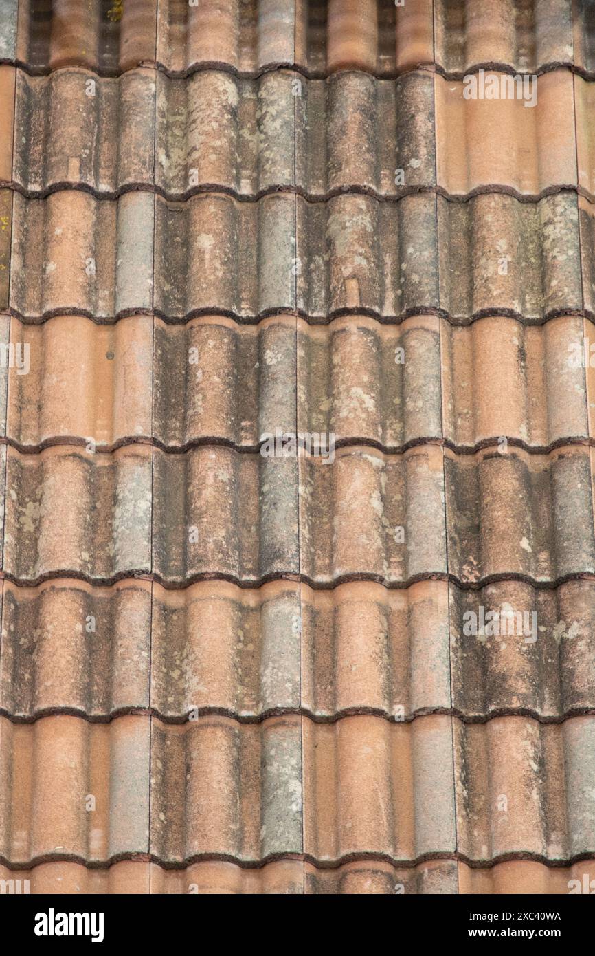 Piastrelle ondulate rosse elemento dello sfondo superiore con motivo a tegole Foto Stock