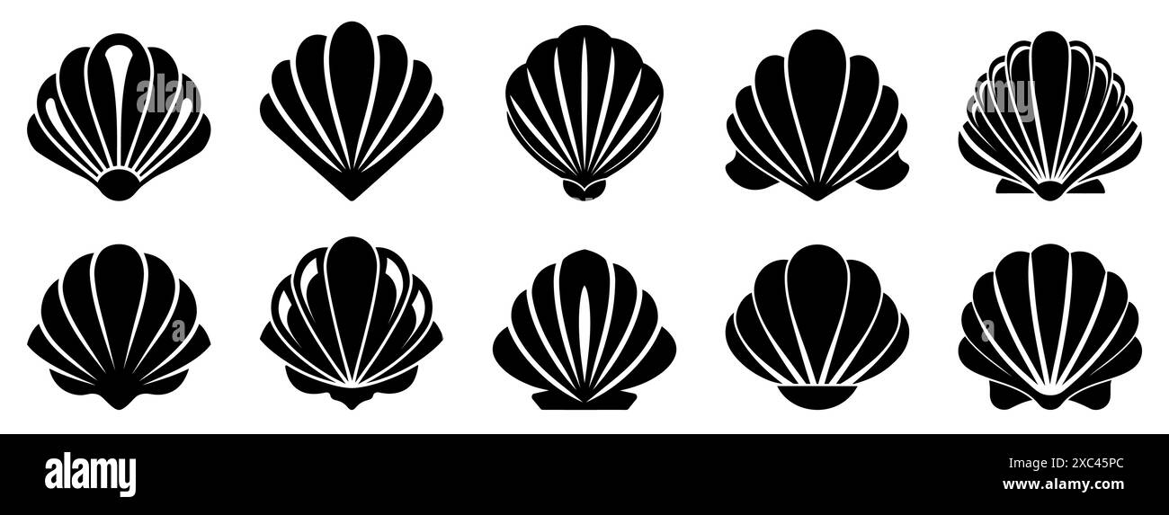 Icona Sea shell. Set di icone di shell perle. Icone vettoriali di shell. Illustrazione Vettoriale