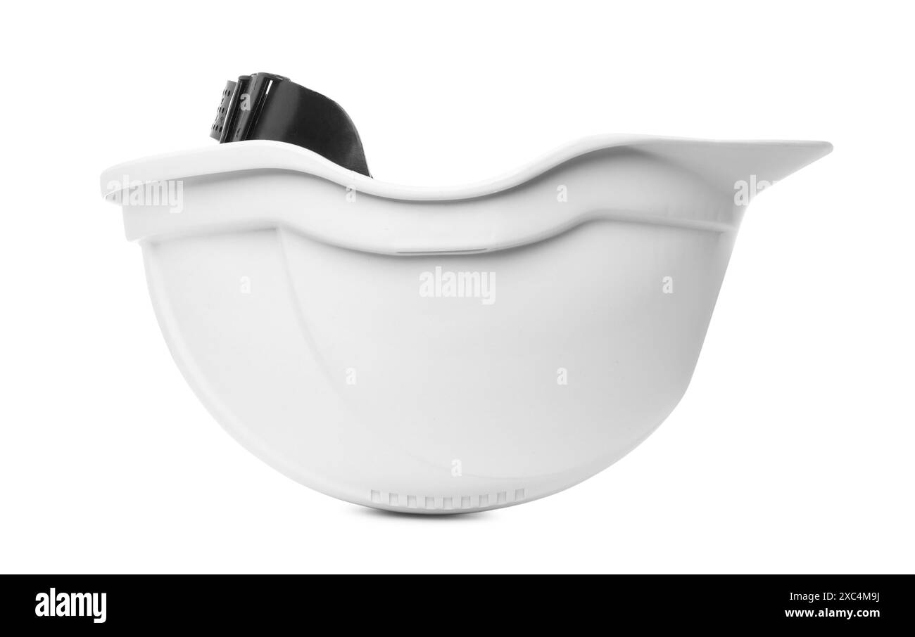 Elmetto isolato su bianco. Attrezzatura di sicurezza Foto Stock