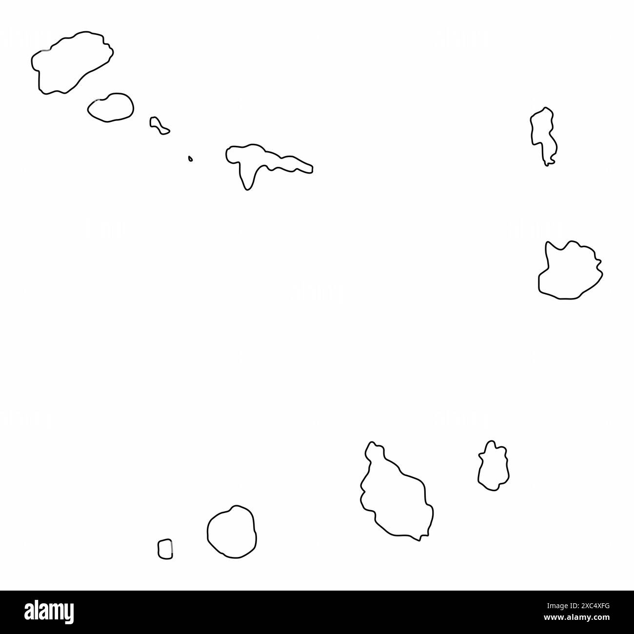 Mappa di Capo Verde isolata su sfondo bianco Illustrazione Vettoriale