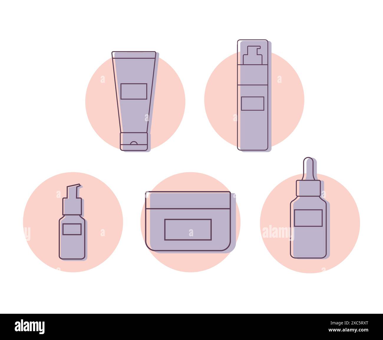 Contorno delle icone del gruppo di tubi cosmetici. Provette astratte per la bellezza e la cura della pelle con gel detergente, crema, siero e lozione. Illustrazione vettoriale Illustrazione Vettoriale