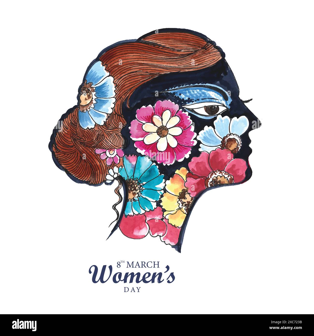 Tessera celebrativa per l'8 marzo, happy Womens Day background Illustrazione Vettoriale