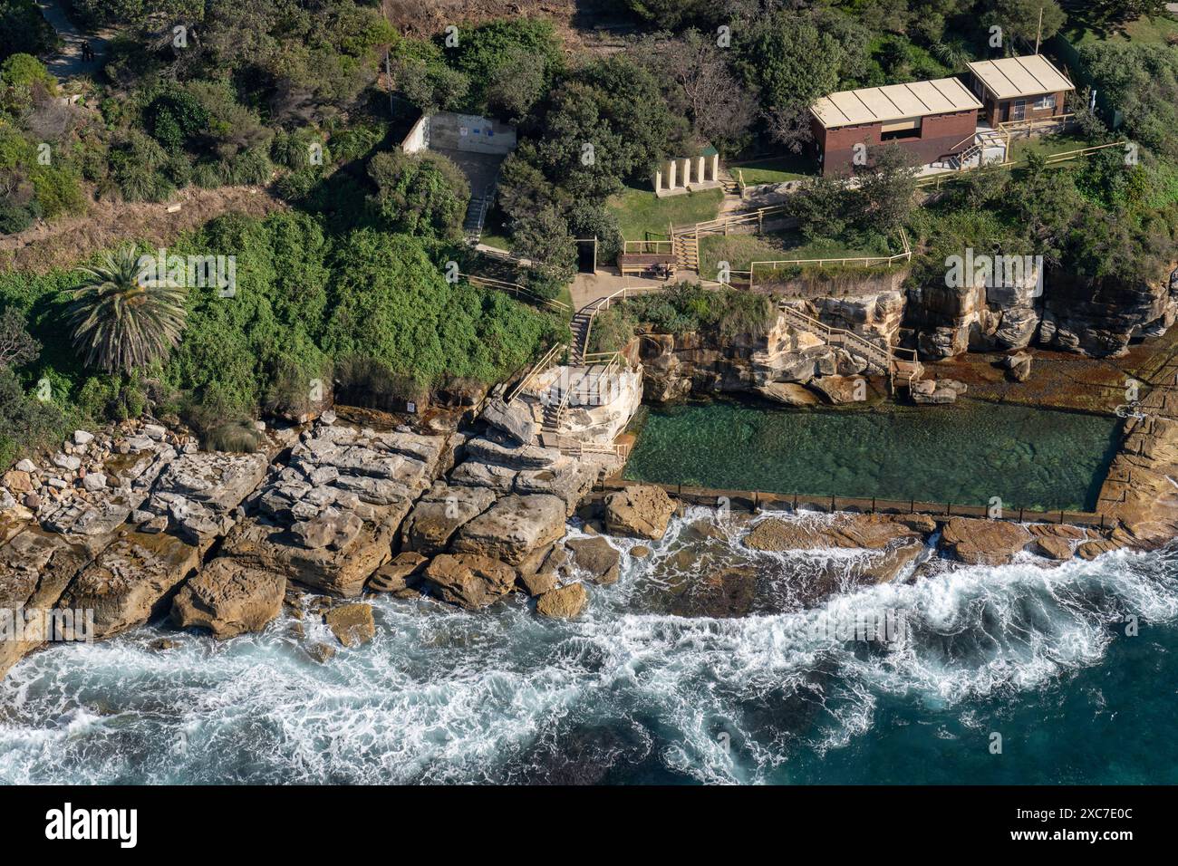 Piscina dell'oceano di Sydney dall'alto in elicottero Foto Stock