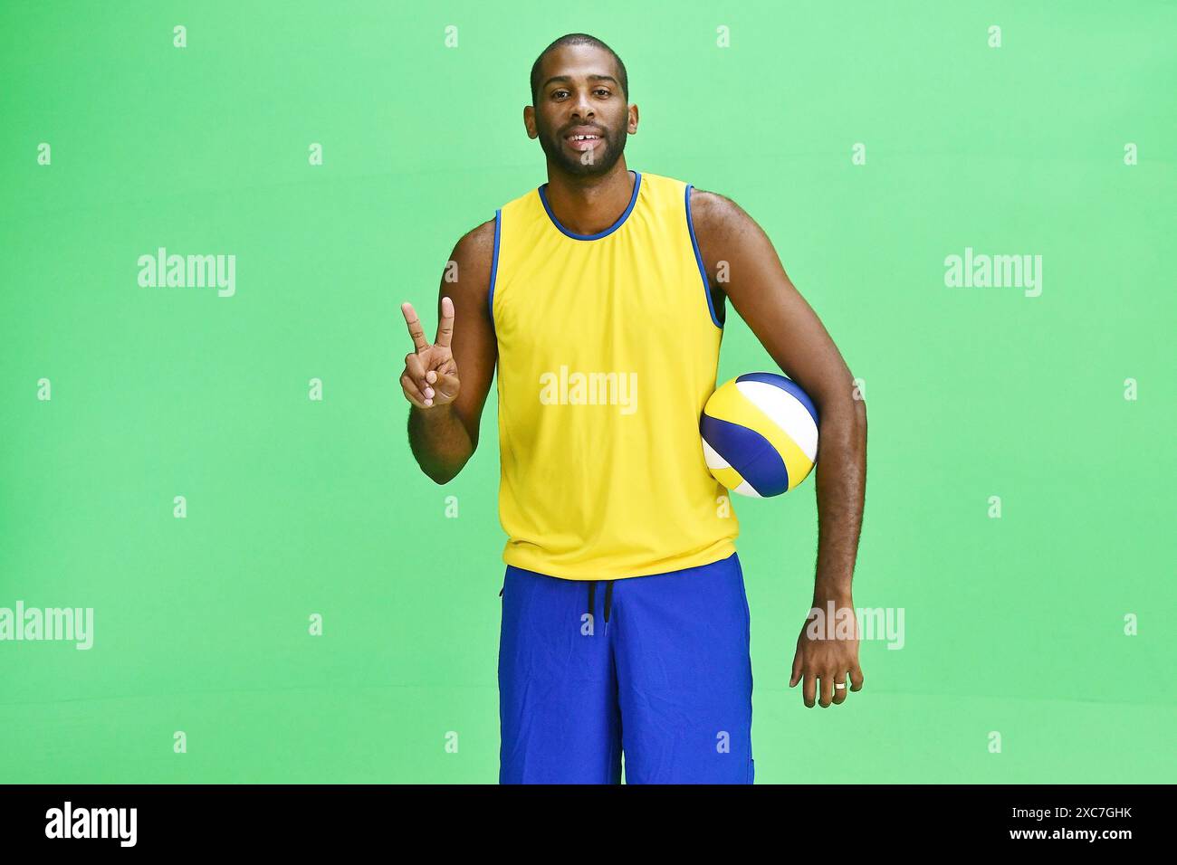 Rio de Janeiro, Brasile, 15 maggio 2024. Evandro, atleta brasiliano di Beach volley, durante una giornata media, all'hotel Windsor nella città di Rio de Janei Foto Stock