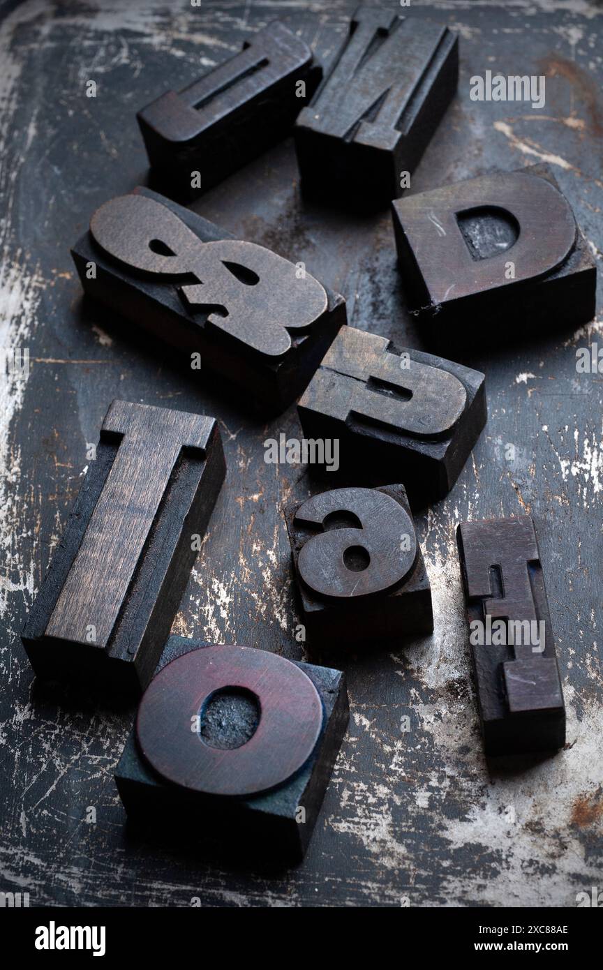 stampanti letterpress poster vintage in legno tipo inghilterra Foto Stock