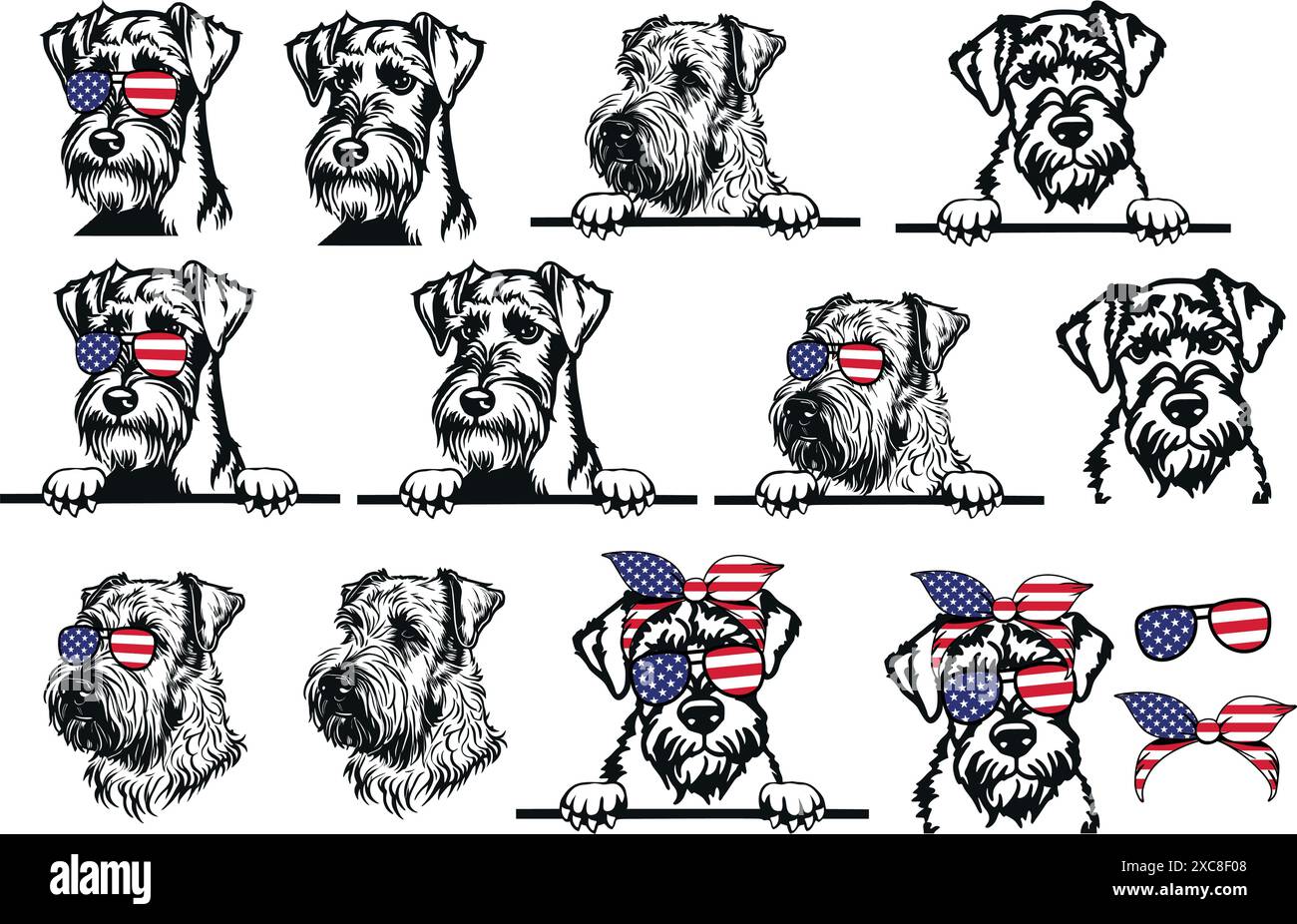 Airdale Terrier Dog Peeking, razza da guardia Illustrazione Vettoriale